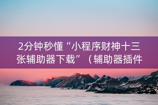 2分钟秒懂“小程序财神十三张辅助器下载”（辅助器插件)
