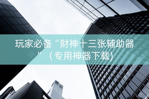 玩家必备“财神十三张辅助器”（专用神器下载)