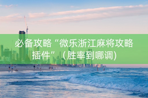 必备攻略“微乐浙江麻将攻略插件”（胜率到哪调)