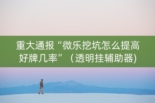 重大通报“微乐挖坑怎么提高好牌几率”（透明挂辅助器)