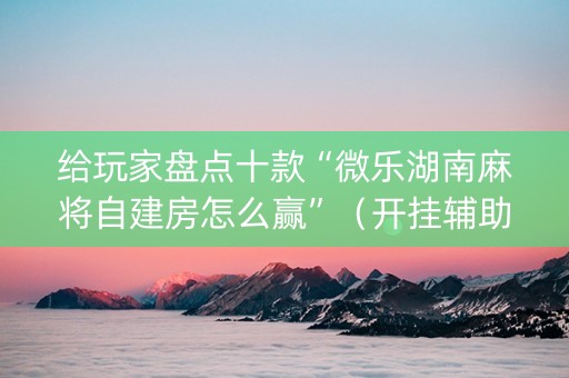 给玩家盘点十款“微乐湖南麻将自建房怎么赢”（开挂辅助脚本)