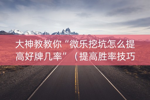 大神教教你“微乐挖坑怎么提高好牌几率”（提高胜率技巧)