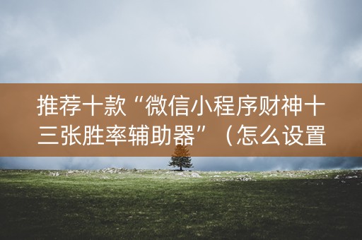 推荐十款“微信小程序财神十三张胜率辅助器”（怎么设置能有好牌)