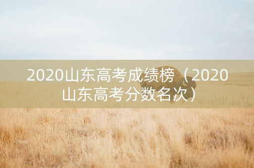 2020山东高考成绩榜（2020山东高考分数名次）