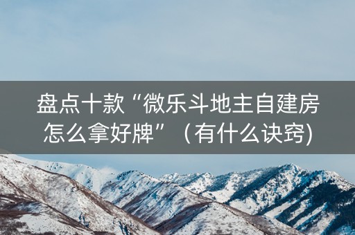 盘点十款“微乐斗地主自建房怎么拿好牌”（有什么诀窍)