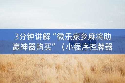 3分钟讲解“微乐家乡麻将助赢神器购买”（小程序控牌器)