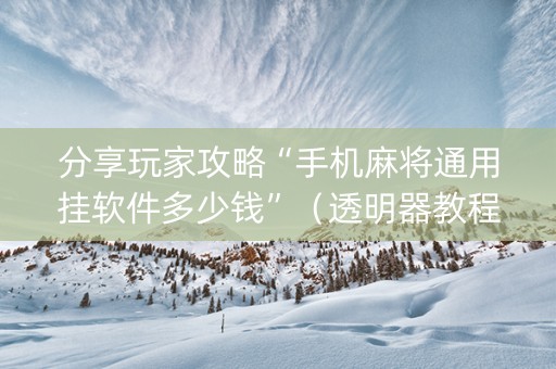 分享玩家攻略“手机麻将通用挂软件多少钱”（透明器教程)