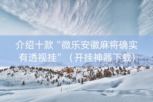 介绍十款“微乐安徽麻将确实有透视挂”（开挂神器下载)
