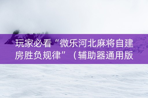 玩家必看“微乐河北麻将自建房胜负规律”（辅助器通用版)