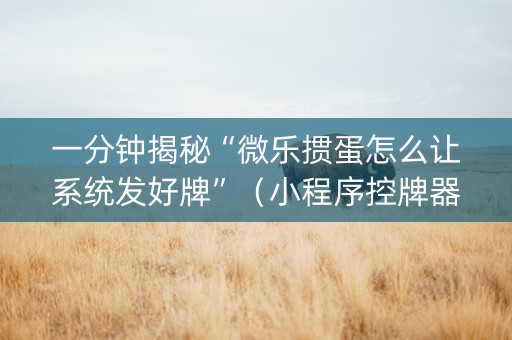 一分钟揭秘“微乐掼蛋怎么让系统发好牌”（小程序控牌器)