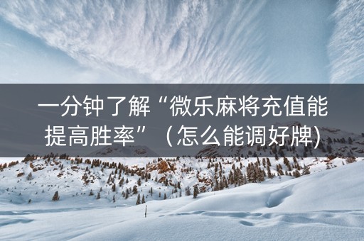 一分钟了解“微乐麻将充值能提高胜率”（怎么能调好牌)