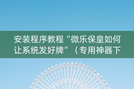 安装程序教程“微乐保皇如何让系统发好牌”（专用神器下载)