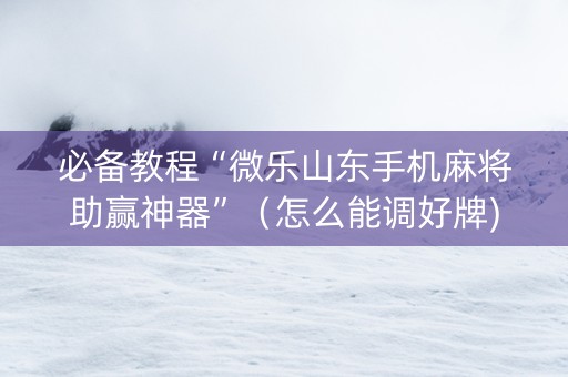 必备教程“微乐山东手机麻将助赢神器”（怎么能调好牌)