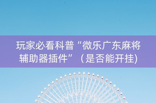 玩家必看科普“微乐广东麻将辅助器插件”（是否能开挂)