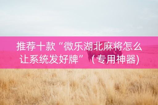 推荐十款“微乐湖北麻将怎么让系统发好牌”（专用神器)
