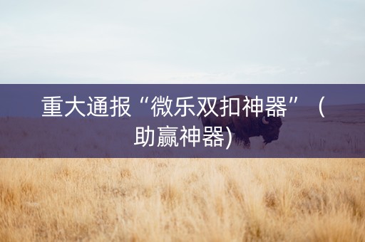 重大通报“微乐双扣神器”（助赢神器)