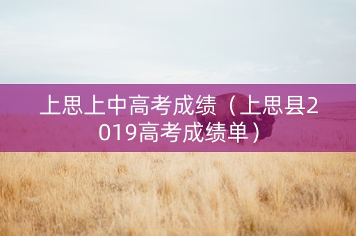 上思上中高考成绩（上思县2019高考成绩单）