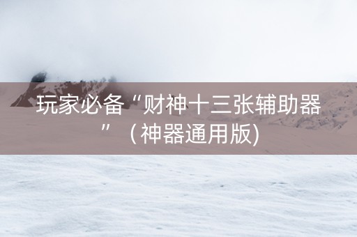玩家必备“财神十三张辅助器”（神器通用版)