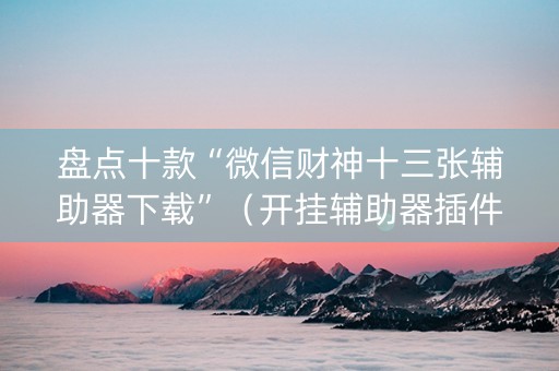 盘点十款“微信财神十三张辅助器下载”（开挂辅助器插件)