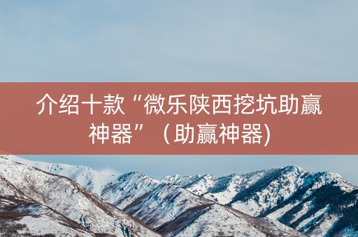 介绍十款“微乐陕西挖坑助赢神器”（助赢神器)