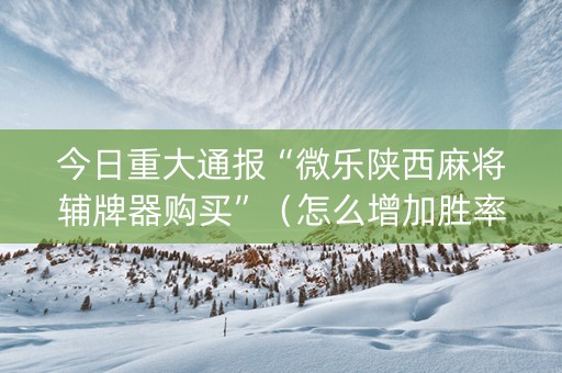 今日重大通报“微乐陕西麻将辅牌器购买”（怎么增加胜率)