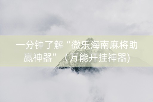 一分钟了解“微乐海南麻将助赢神器”（万能开挂神器)