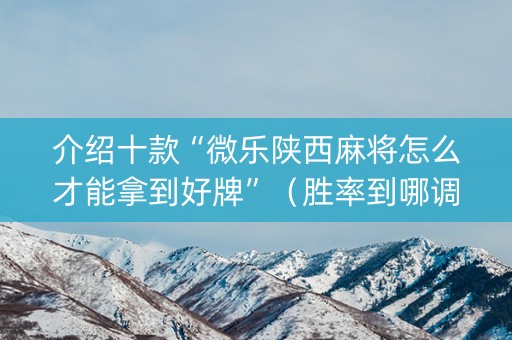 介绍十款“微乐陕西麻将怎么才能拿到好牌”（胜率到哪调)