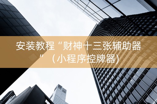 安装教程“财神十三张辅助器”（小程序控牌器)