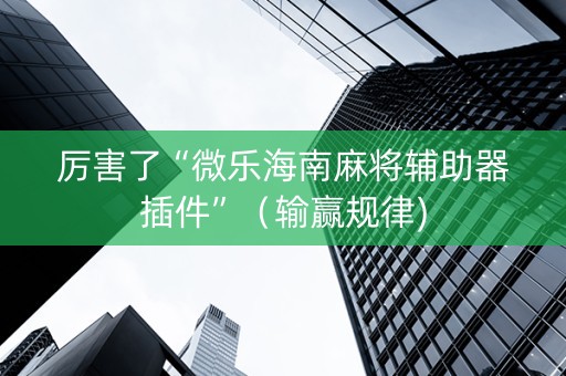 厉害了“微乐海南麻将辅助器插件”（输赢规律)