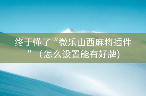 终于懂了“微乐山西麻将插件”（怎么设置能有好牌)