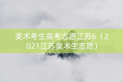 美术考生高考志愿江苏6（2021江苏美术生志愿）