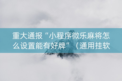 重大通报“小程序微乐麻将怎么设置能有好牌”（通用挂软件多少钱)