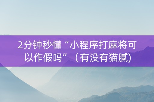 2分钟秒懂“小程序打麻将可以作假吗”（有没有猫腻)