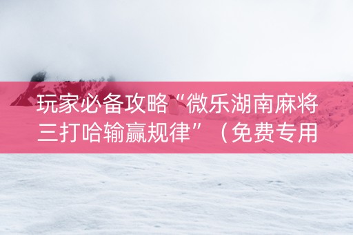 玩家必备攻略“微乐湖南麻将三打哈输赢规律”（免费专用神器)