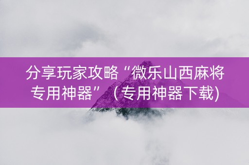 分享玩家攻略“微乐山西麻将专用神器”（专用神器下载)