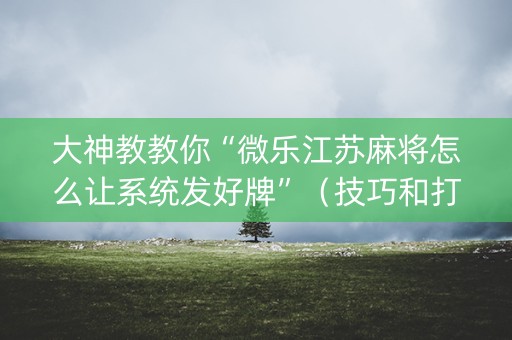 大神教教你“微乐江苏麻将怎么让系统发好牌”（技巧和打好牌方法)