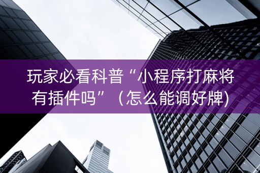 玩家必看科普“小程序打麻将有插件吗”（怎么能调好牌)