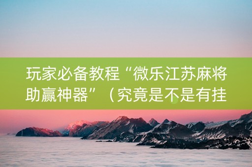 玩家必备教程“微乐江苏麻将助赢神器”（究竟是不是有挂)