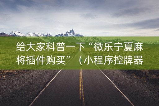 给大家科普一下“微乐宁夏麻将插件购买”（小程序控牌器)