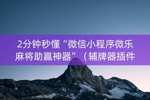 2分钟秒懂“微信小程序微乐麻将助赢神器”（辅牌器插件购买)