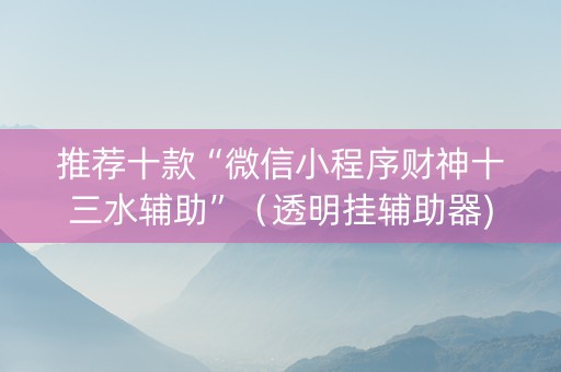 推荐十款“微信小程序财神十三水辅助”（透明挂辅助器)