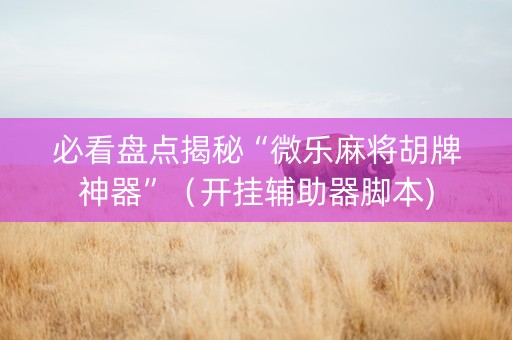 必看盘点揭秘“微乐麻将胡牌神器”（开挂辅助器脚本)