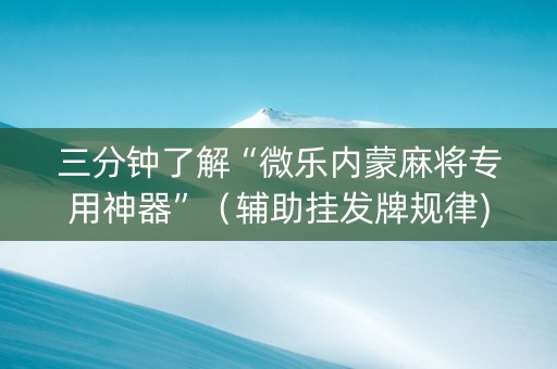 三分钟了解“微乐内蒙麻将专用神器”（辅助挂发牌规律)