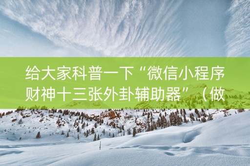 给大家科普一下“微信小程序财神十三张外卦辅助器”（做弊器软件下载)