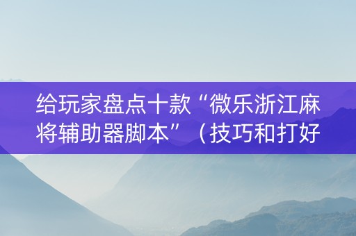 给玩家盘点十款“微乐浙江麻将辅助器脚本”（技巧和打好牌方法)