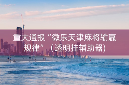 重大通报“微乐天津麻将输赢规律”（透明挂辅助器)