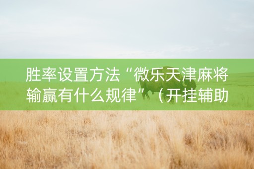 胜率设置方法“微乐天津麻将输赢有什么规律”（开挂辅助器插件)