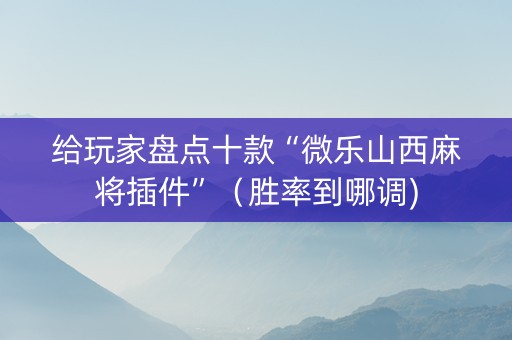 给玩家盘点十款“微乐山西麻将插件”（胜率到哪调)