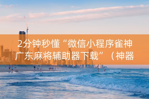 2分钟秒懂“微信小程序雀神广东麻将辅助器下载”（神器最新免费)