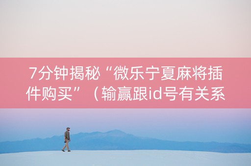 7分钟揭秘“微乐宁夏麻将插件购买”（输赢跟id号有关系吗)